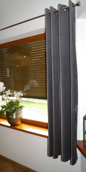 Zasłony na okno Ikea SANELA, szare, welur - 2szt