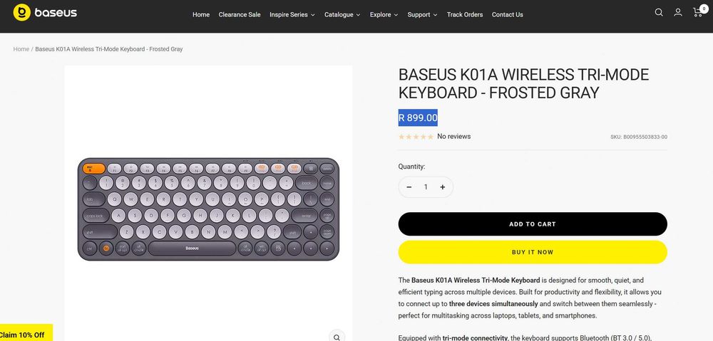 baseus k01 teclado sem fio e bluetooth