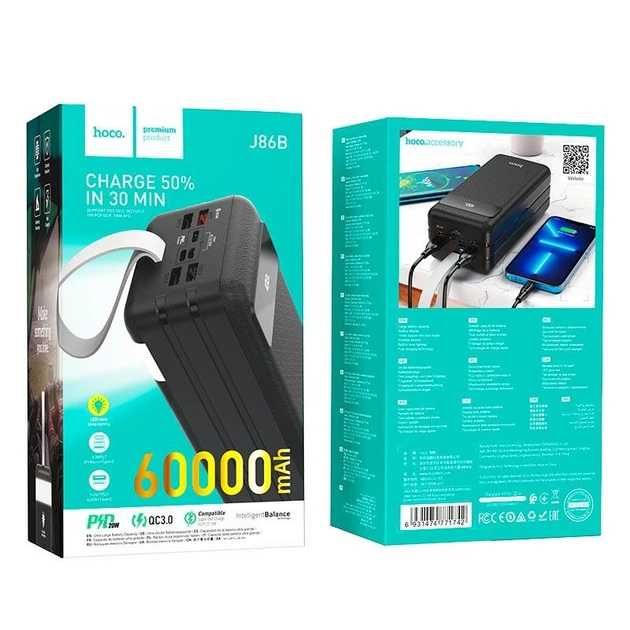 Павербанк Hoco J86B 60000mAh 22.5W Чорний PowerBank швидка зарядка