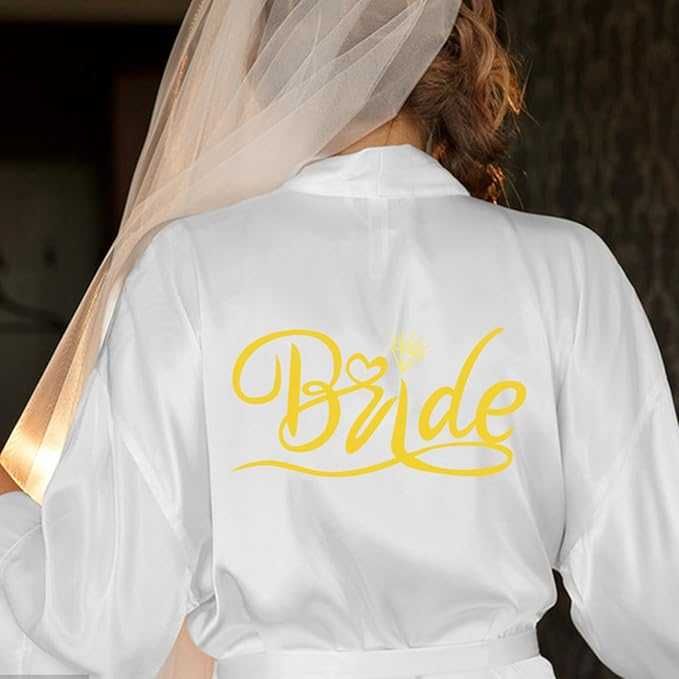 Zestaw szlafrok satynowy Panny Młodej wesele wieczór panieński nowy L