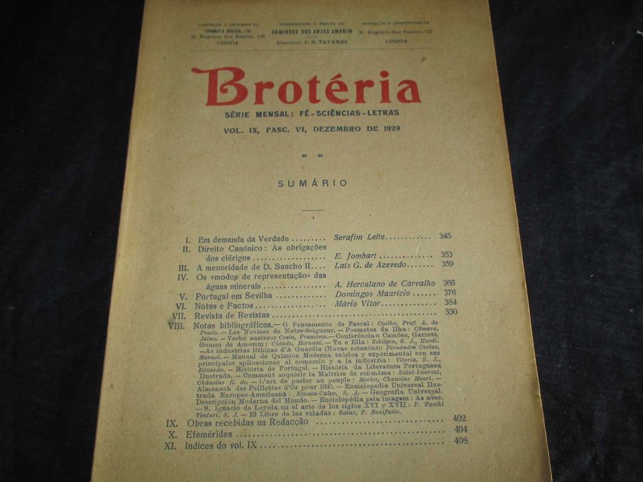 Revistas Brotéria Série Mensal 1929 a 1931