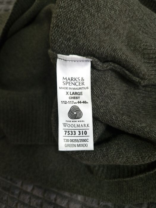 Sweter wełniany męski Marks & Spencer XL 2XL 100% extrafine lambswool