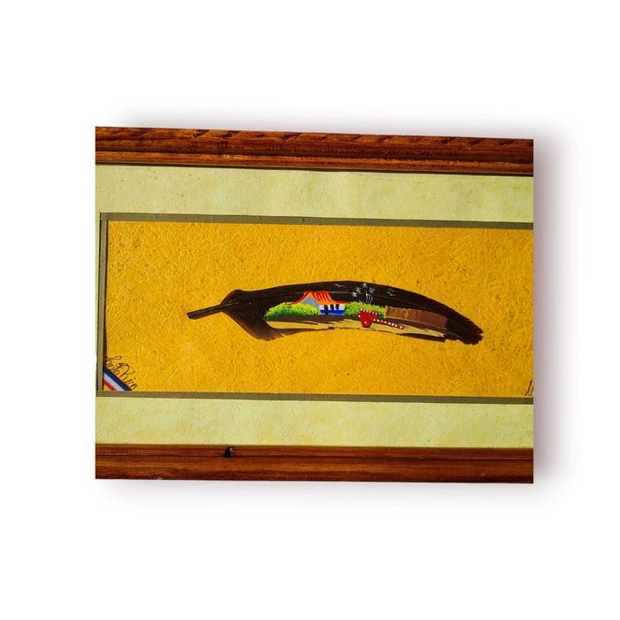 Quadro Pintura sobre Pena Natural–“Paisagem Rural” Mª Elena(CostaRica)