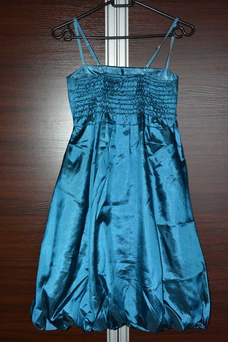 Niebieska sukienka bombka z kokardą Japan Style