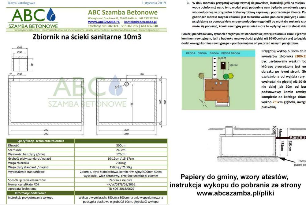 Zbiorniki betonowe na szambo deszczówkę 10m3 Piwnice betonowe kanały