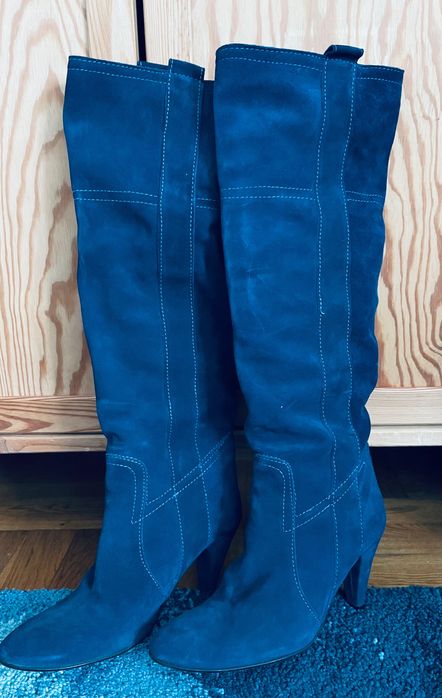 Kozaki HEGO’S 37 zamszowe skórzane granat