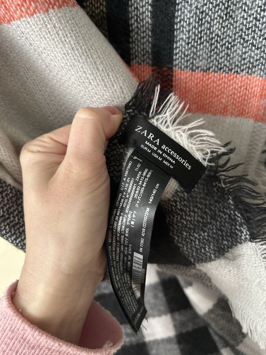 Wielki ciepły szal chusta ZARA w szkocką krate
