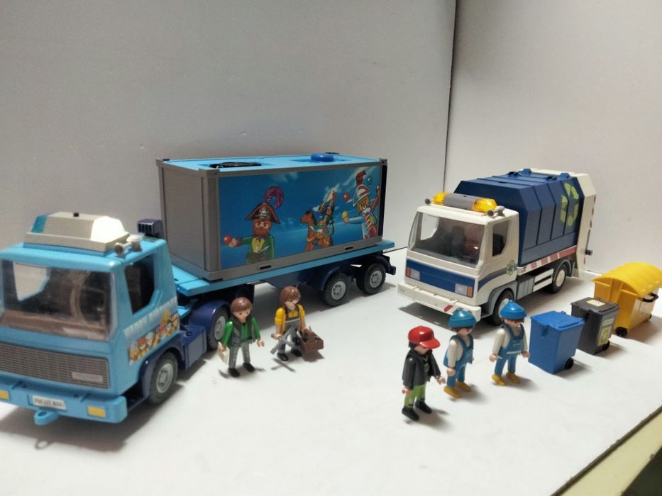 Playmobil śmieciarka i Tir z obsługą