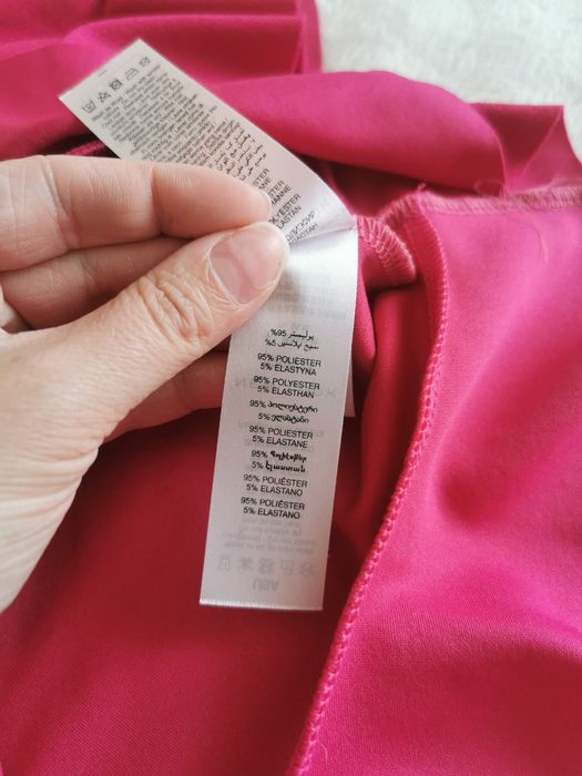 Bluzka damska letnia impreza elegancka basic barbie falbanki fuksja