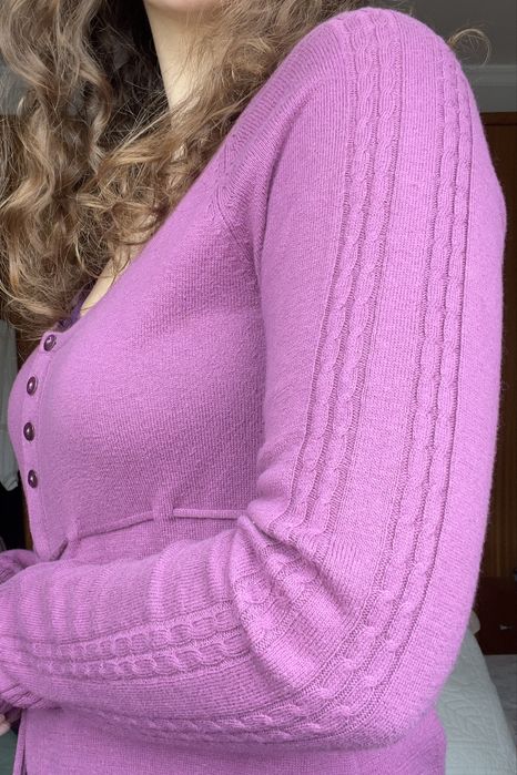 Casaco de malha roxo/rosa