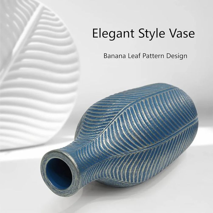 Suanti Niebieski i złoty wazon na kwiaty