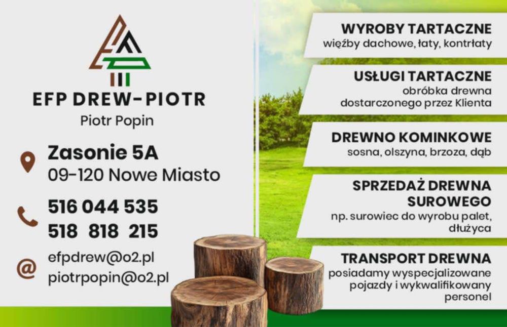 DREWNO KOMINKOWE - sosna, olszyna, brzoza, dąb