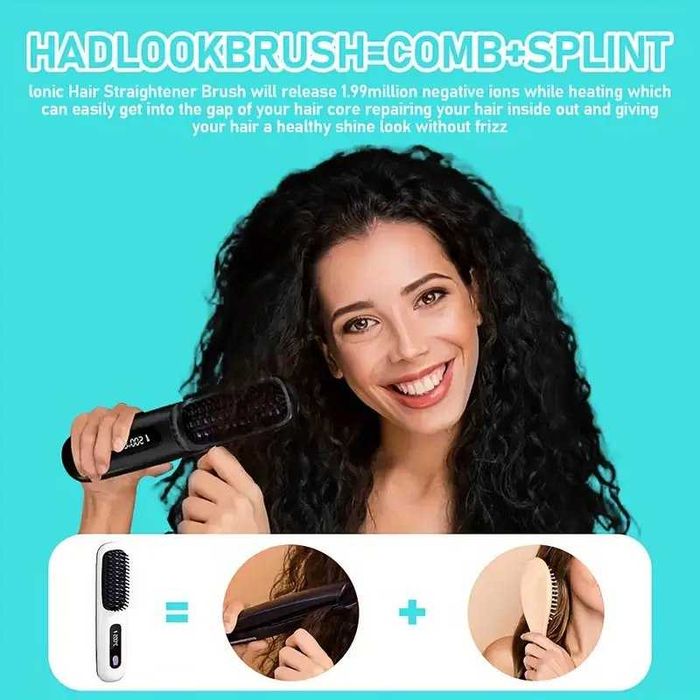 Escova alisadora cabelo. Portátil. USB. 3 níveis temperatura. Novo.