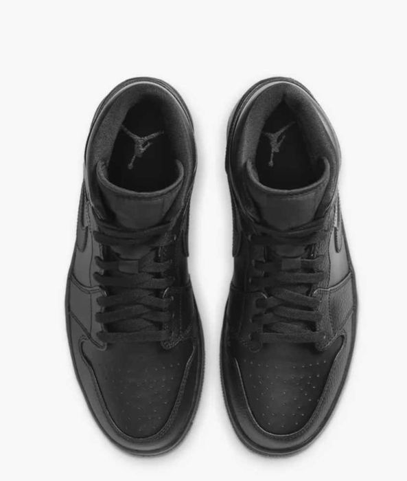 Nike р.50 стельки-33см Air Jordan 1 Mid Triple Black кожаные кроссо
