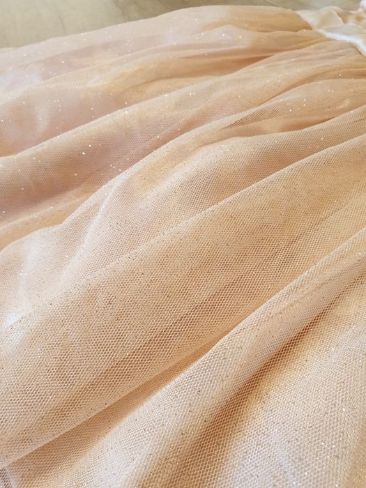 Sukienka niemowlęca, dziewczęca brzoskwiniowa wesele, komunia r.74