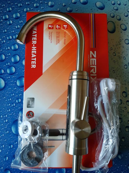 Проточный водонагреватель с датчиком температуры Zerix ELW34-E НЕРЖАВЕ