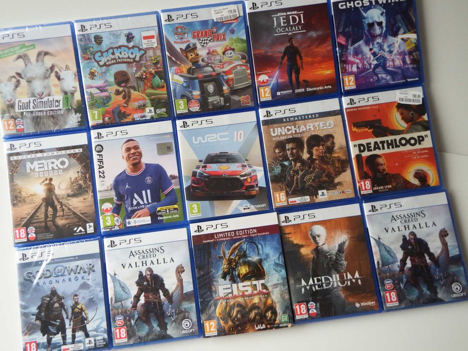GRY PS5 GOSTYNIN GOW Ragnarok JEDI OCALAŁY Assasins Valhalla Sackboy