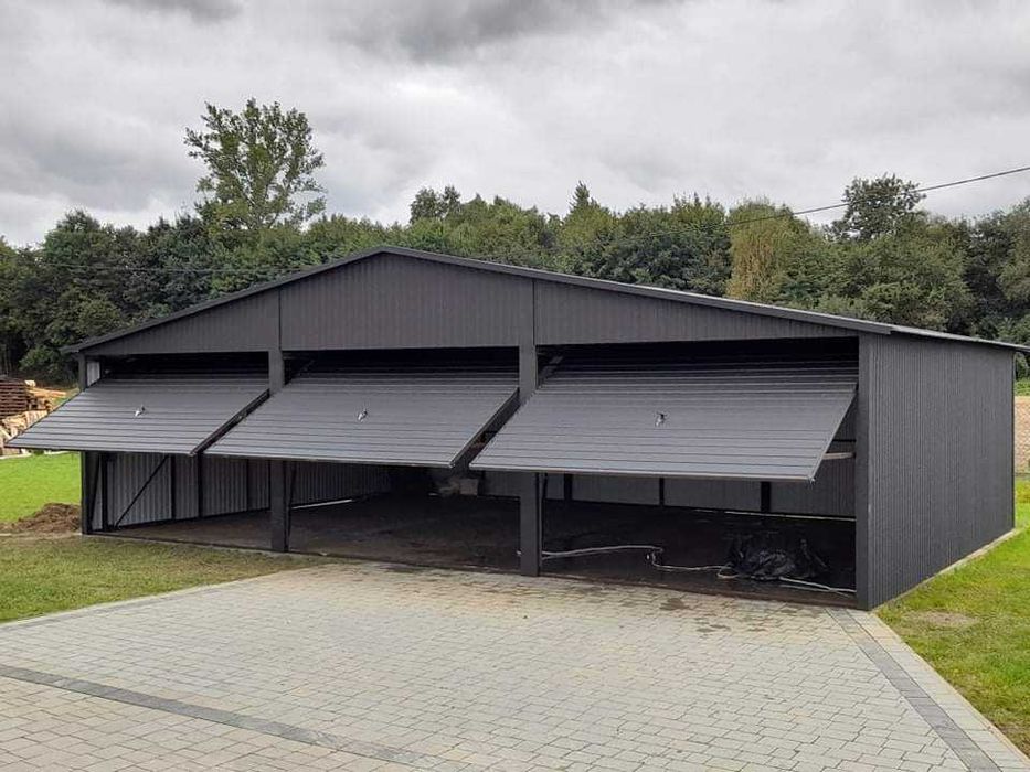 Garaże blaszane blaszak 9x5 dwuspadowy grafit Garaż Magazyn Hale Raty