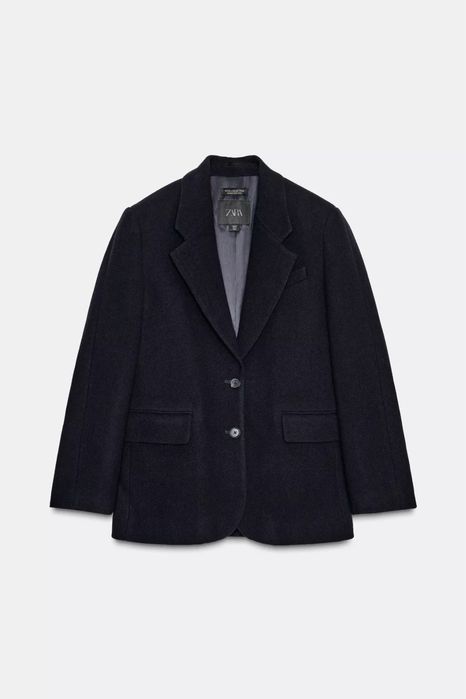 Темно-синій вовняний піджак жакет zara / темно-синий пиджак жакет из шерсти шерстяной xs s zara