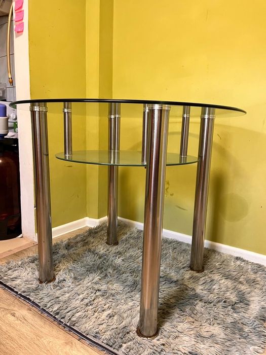 Стіл обідній круглий скляний