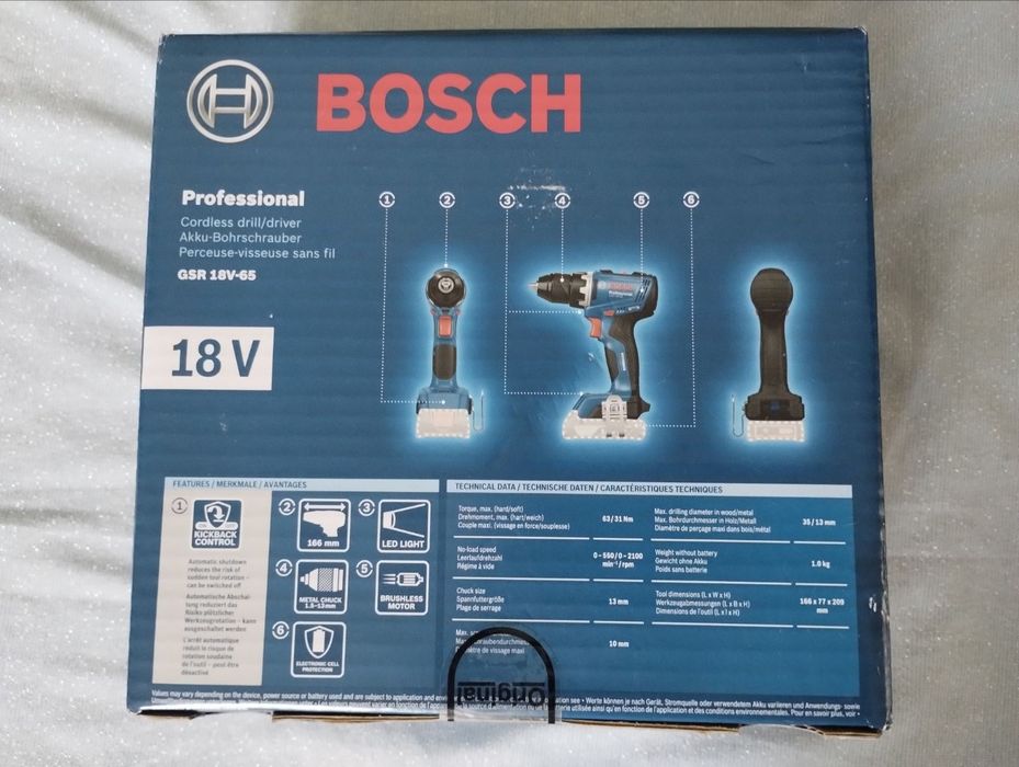 Аккумуляторная дрель-шуруповерт Bosch GSR-18V-65 Professional