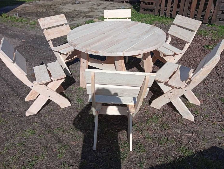 Meble ogrodowe duże, stół okrągły, 6 krzeseł, promocja !!! Od ręki!!!