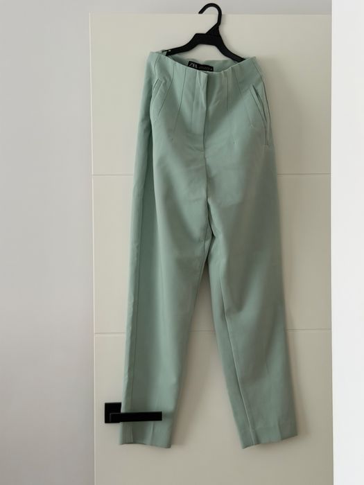 Штани Zara XS м’ятні жіночі класичні з високою посадкою