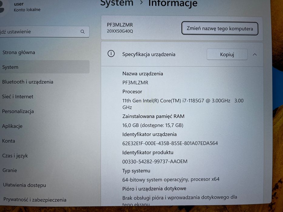 Lenovo ThinkPad X1 Carbon Gen9 i7-1185G7 16/512GB WUXGA W11P 4k FV23%