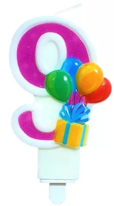 Świeczka urodzinowa z balonami - cyferka 9. Nowy Produkt