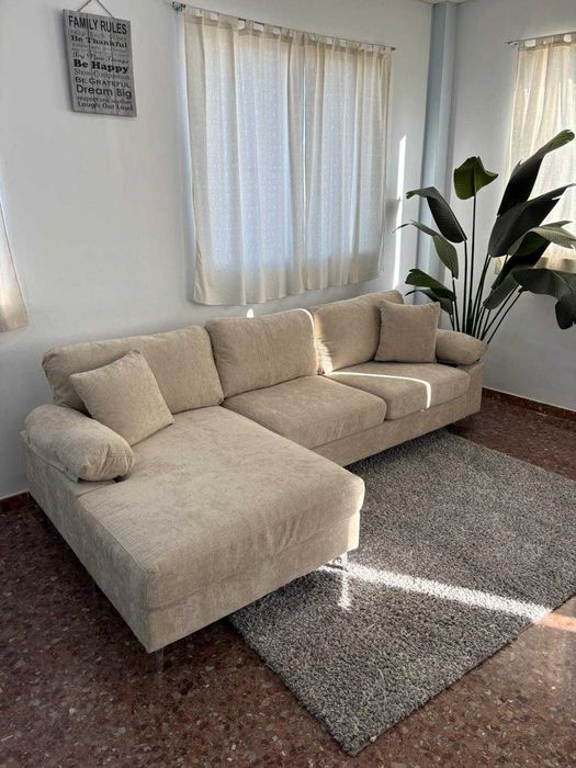 Sofá Com Chaise Longue Pés Altos NOVO - envío gratis!