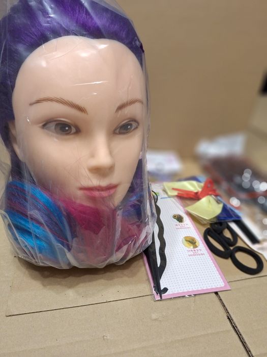 Głowa fryzjerska treningowa manekin + akcesoria