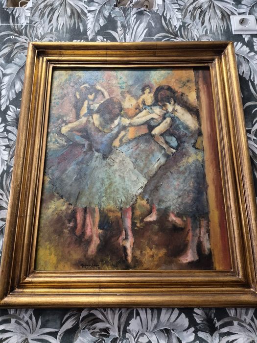 Quadro a Óleo "Bailarinas em Azul" - Cópia de Edgar Degas (Margarida S. Duque, 1971)