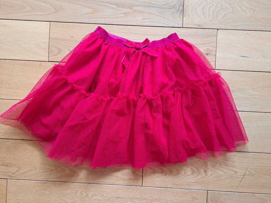 Czerwona spodnica tiulowa brokatowa, z falbanami, H&M