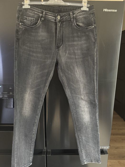 Jeansy rurki ciemne szare 40