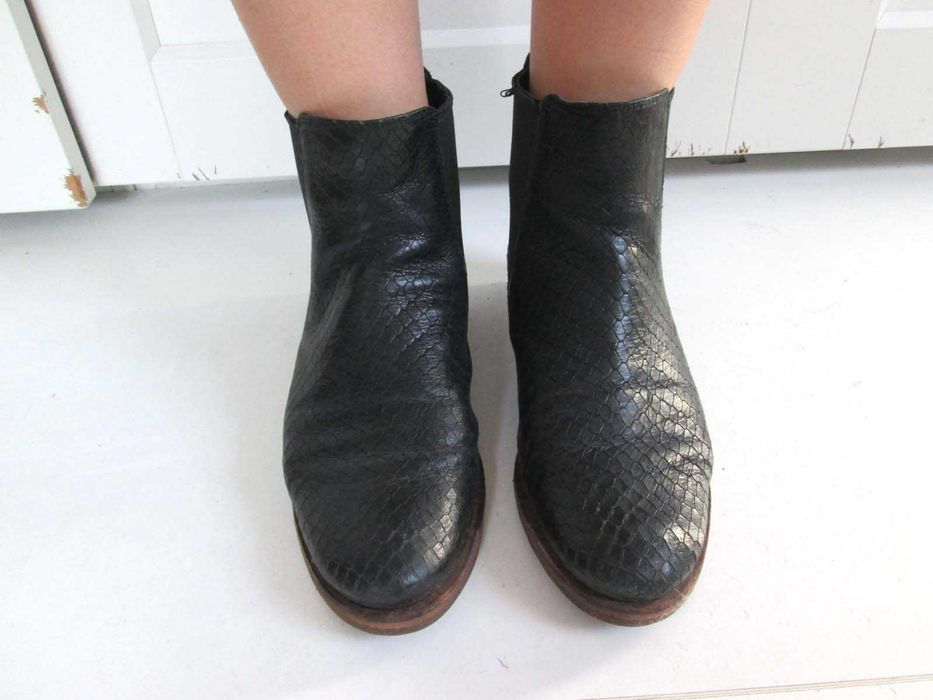 Ecco czarne skórzane buty botki skóra naturalna 39