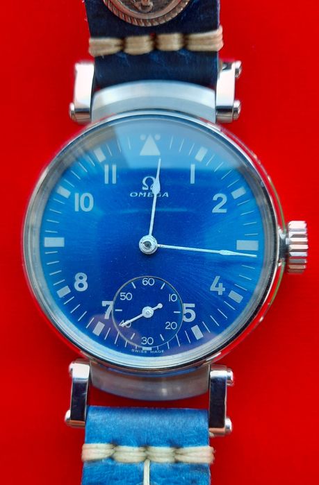 Omega,przepiękna wielka niebieska bestia śred 46,2mm 17 jewels
