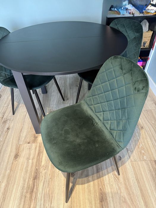 Stół rozkładany czarny + 4 krzesła | zestaw loft