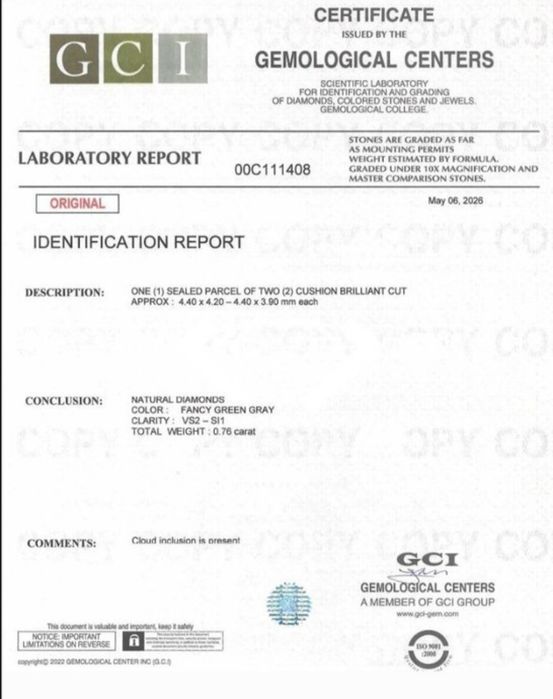 2 Diamenty Naturalne- 0,76 ct - VS2, SI1