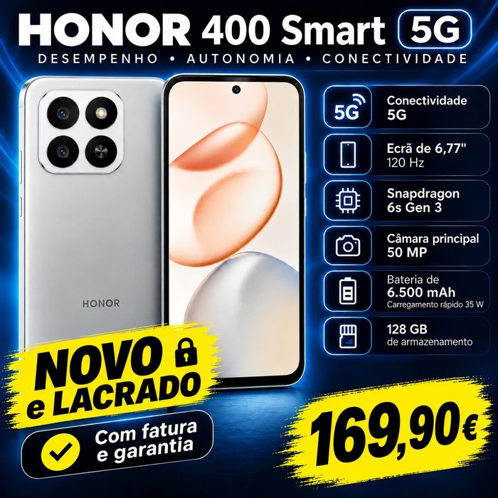 Honor 400 Smart 5G 128GB – (Novo e Lacrado)