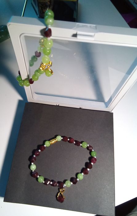 Kamień naturalny granat z peridotem rękodzieło