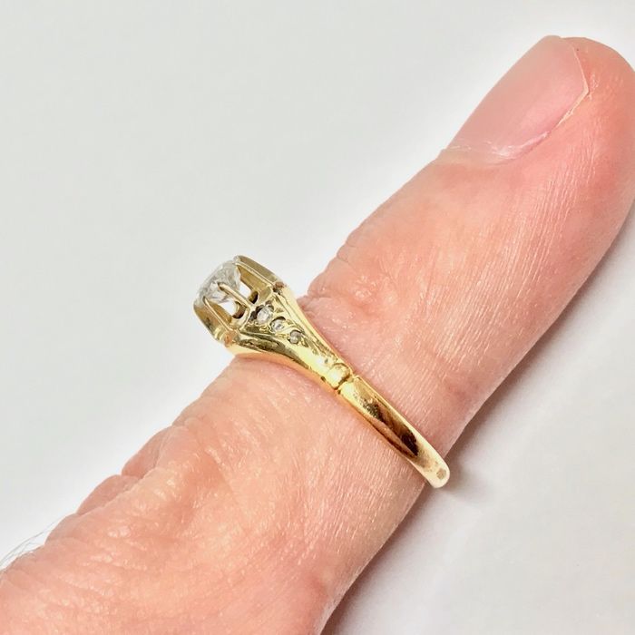 Złoty pierścionek 14K BRYLANTY 0.50ct VVS2/E r.10