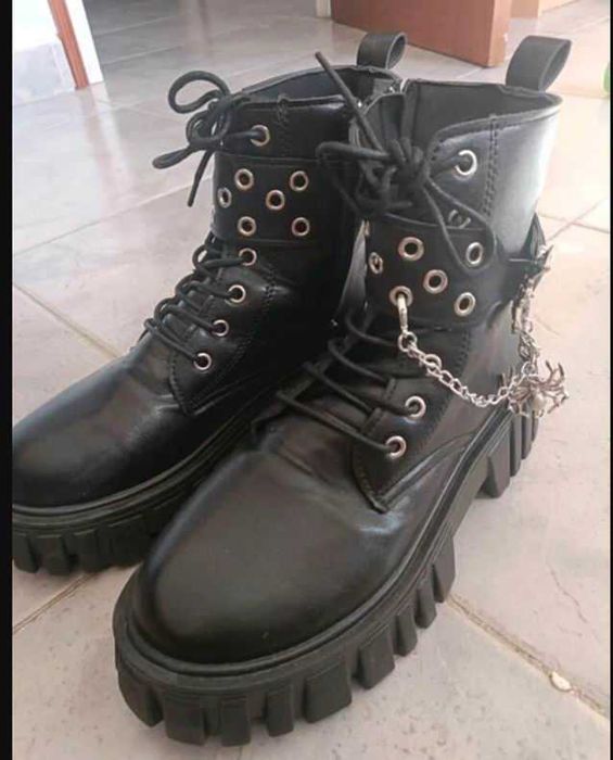 Buty glany trapery metal gotica rock buty z lancuchem rozmiar 39 40