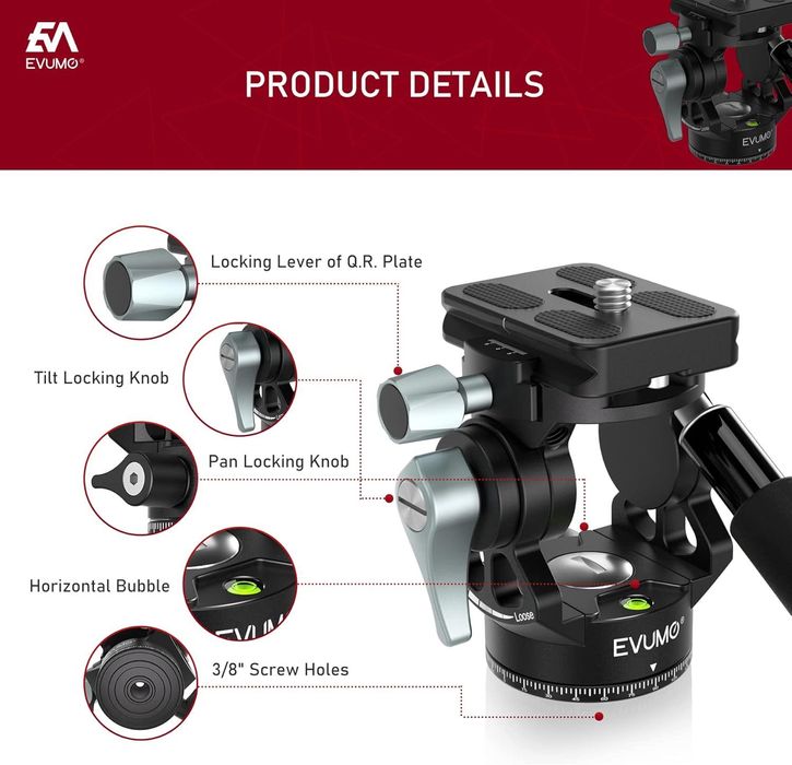 Cabeça de Fluido Evumo H3r Mini 360 °