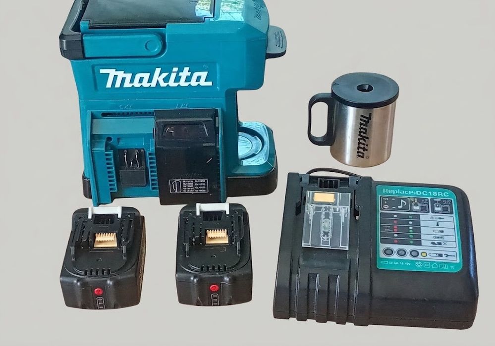 Makita ekspres do parzenia kawy i herbaty+dwie baterie i ładowarka.
