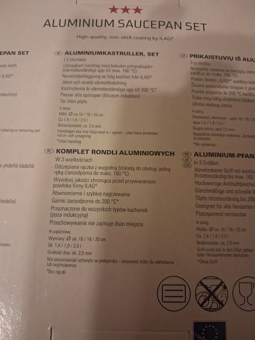 4 częściowy zestaw garnków