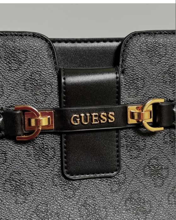 Шопер Guess чорний і сірий прінт