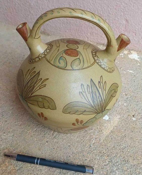 Bilha para água, com 2 bocas, cerâmica decorativa