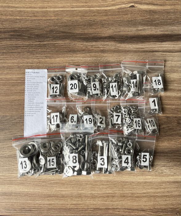 NOWY komplet śrub śruby NIERDZEWNE WSK 175 M21W2 KOBUZ