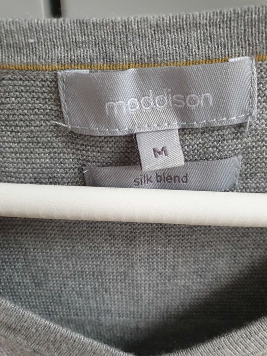 Szary sweter kaszmir jedwab Maddison M męski