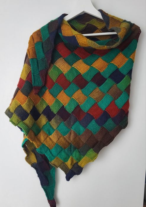Entrelac wełniana chusta szal